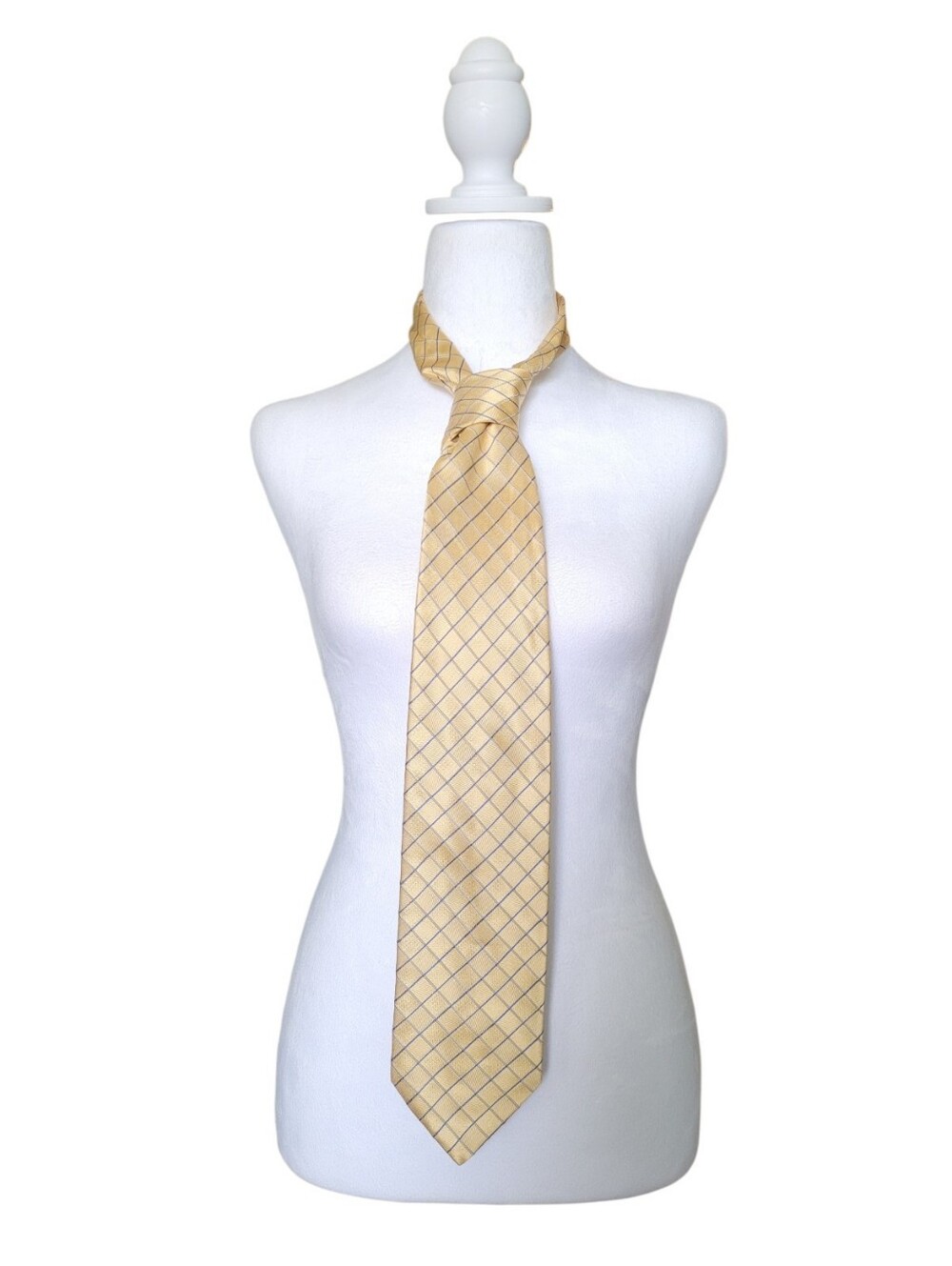 LodinG Silk Made In Italt Textured Satin Neck Tie Yellow Blue